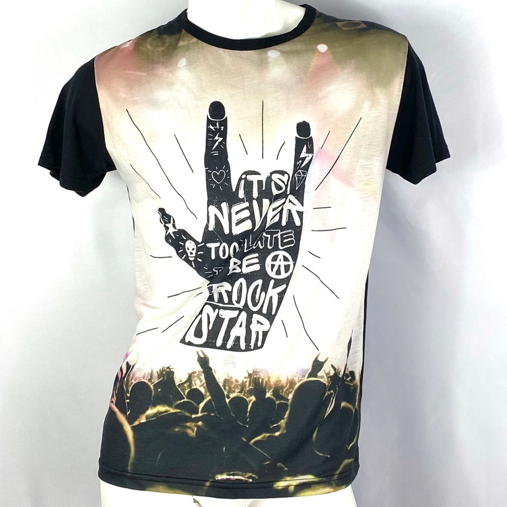 Inside | Mens Large Black Crew Neck Graphic Tee